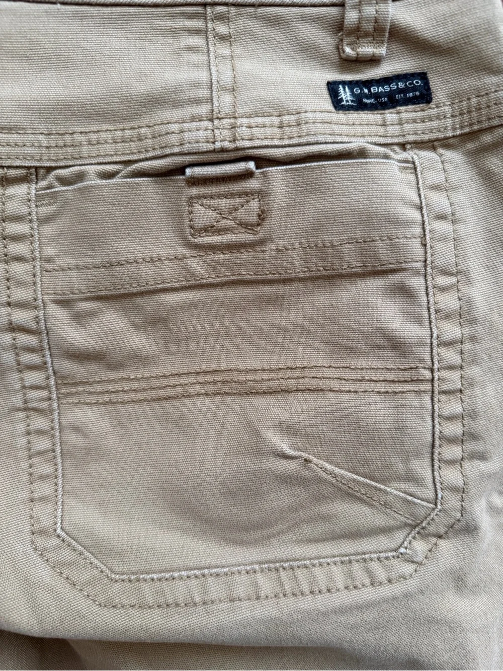 GH Bass & Co Canvas Terrain Pants 34x32 Rugged Khaki Tan Cotton Cargo Pants P4
